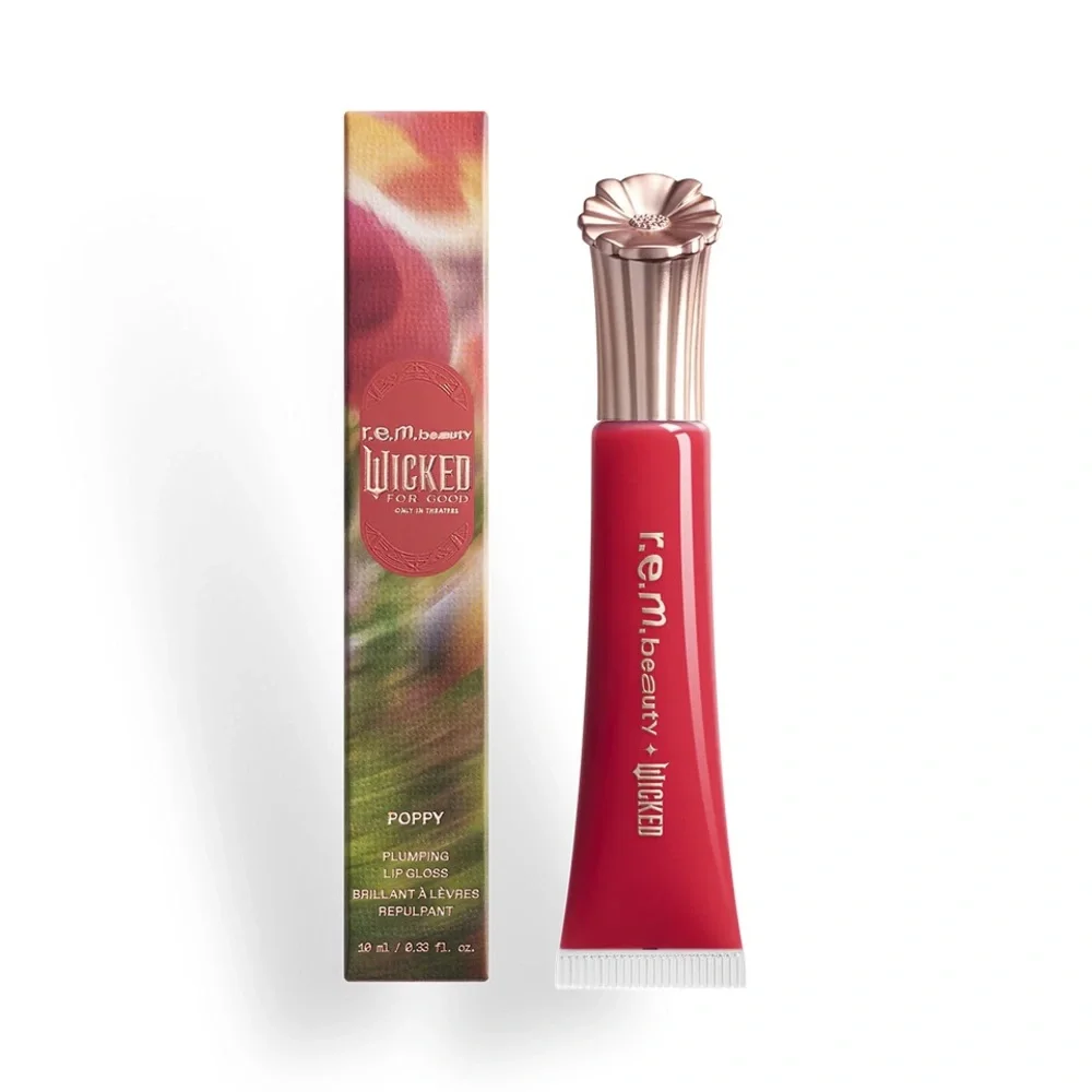 Nwt R.E.M. BEAUTY X WICKED: FOR GOOD POPPY PLUMPING LIP GLOSS - poppy punch